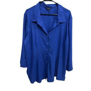 Zozo Womens Blue Button-Up Long Sleeve Shirt Top Sz 2X